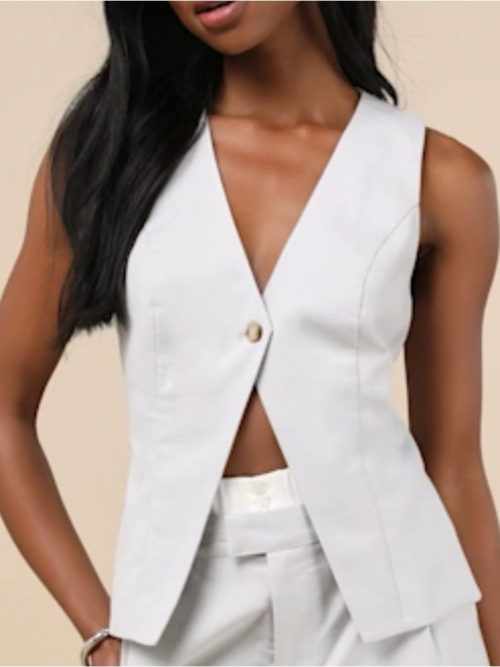 Lulu's blue V-Neck Tailored Sleeveless Blazer Vest size s